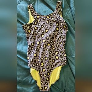 H&M Girls Leopard Print Swim Suit 12/14